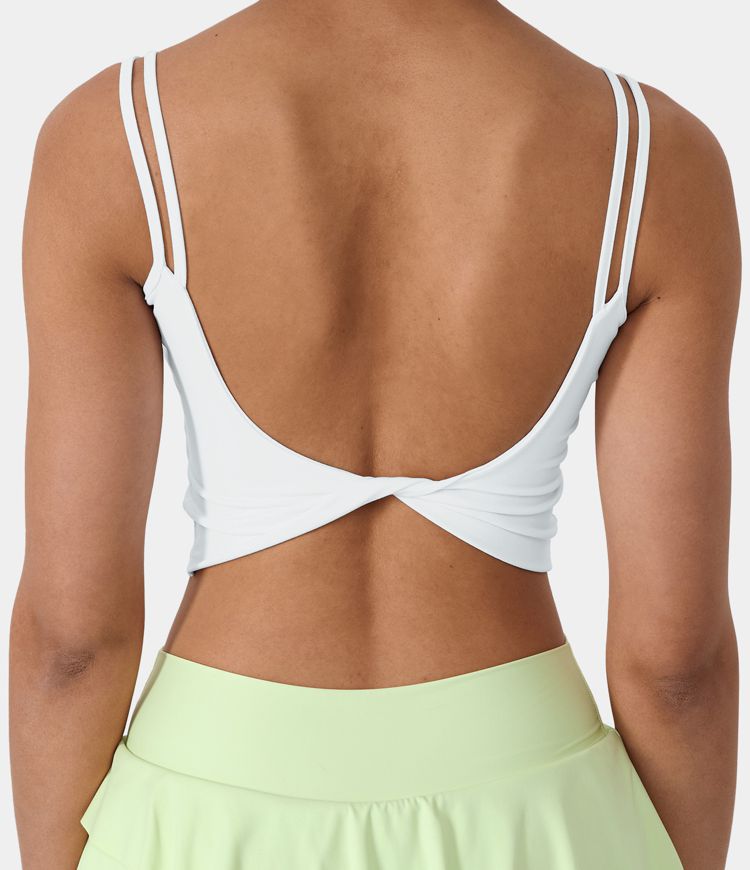 WHITE Twisted Cropped Yoga Tank Top