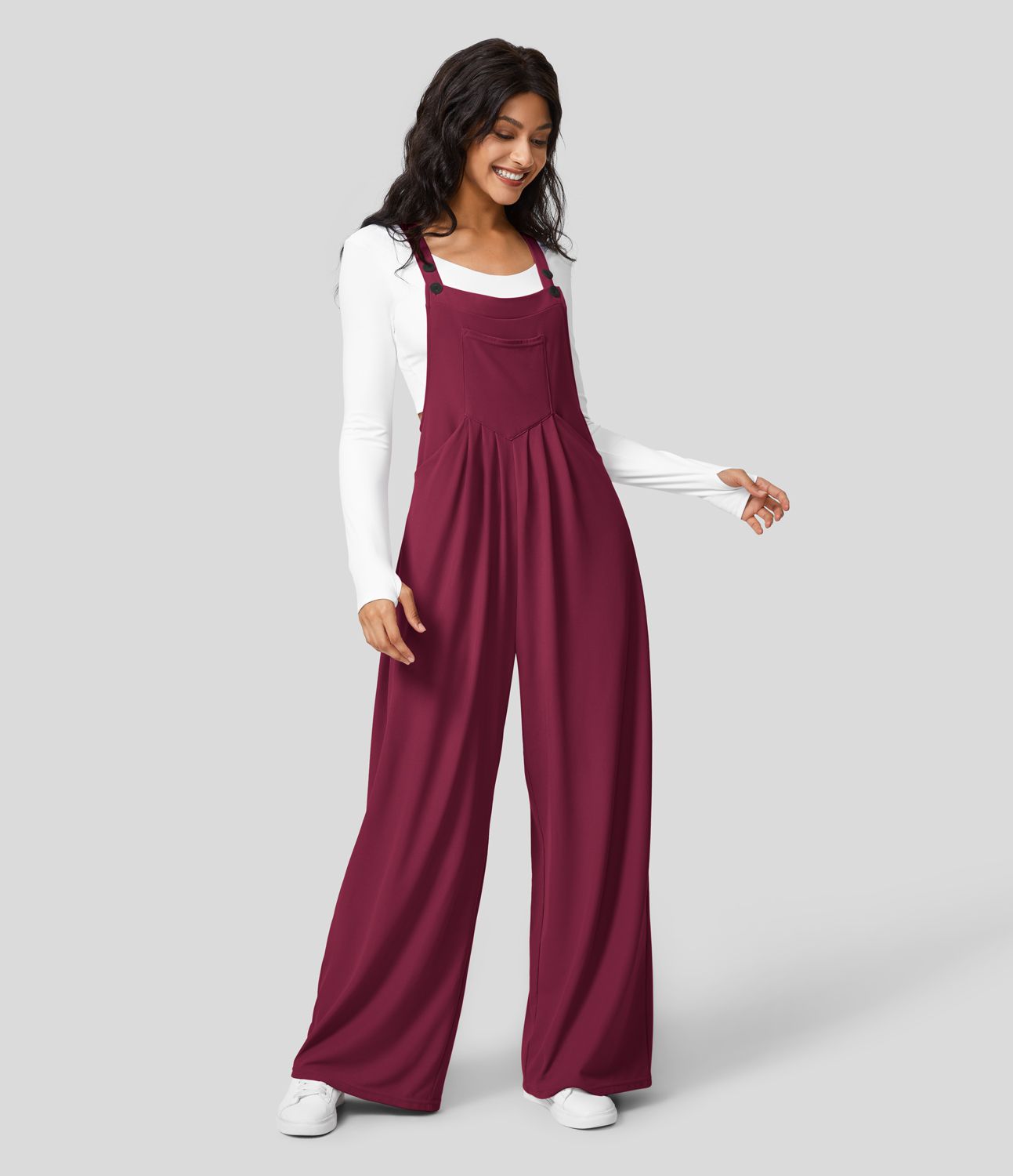 Waffle Casual Overalls -  Maroon