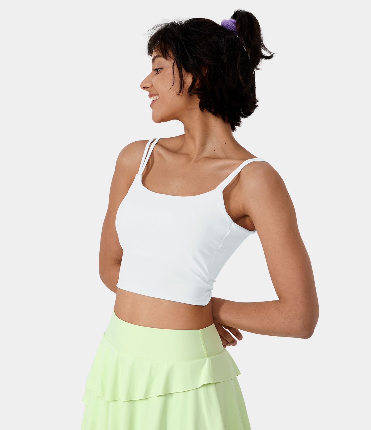 WHITE Twisted Cropped Yoga Tank Top