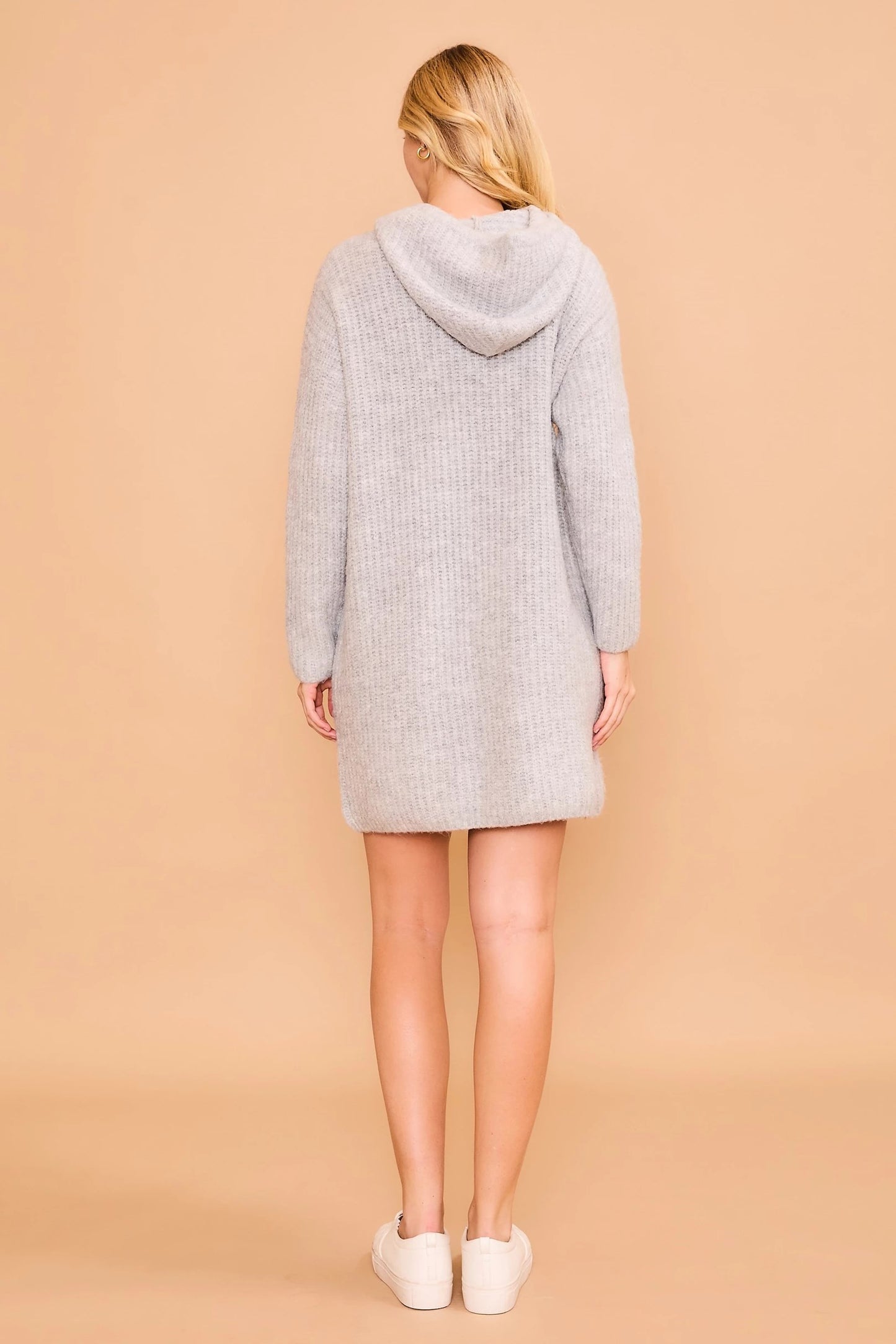 Grey oversized hooded sweater dress