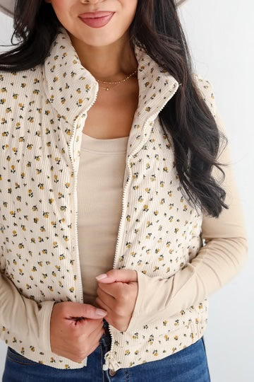 Floral Print Puffer Vest
