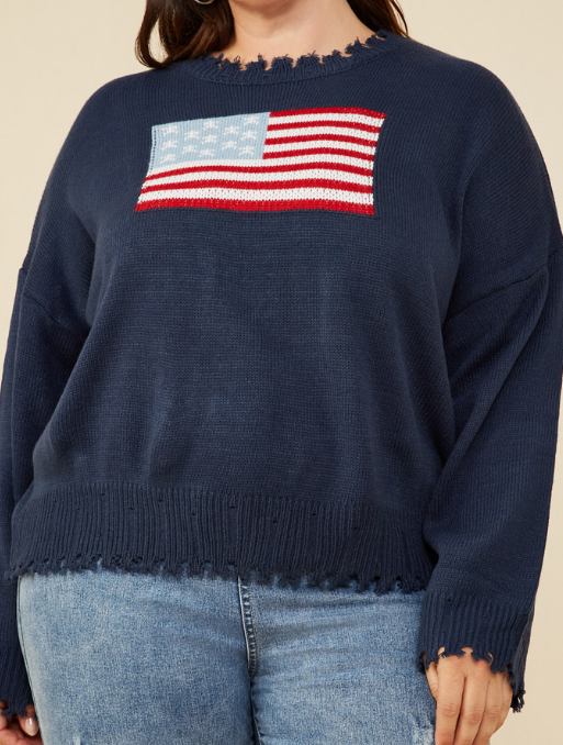 Distressed Old Glory Graphic Sweater