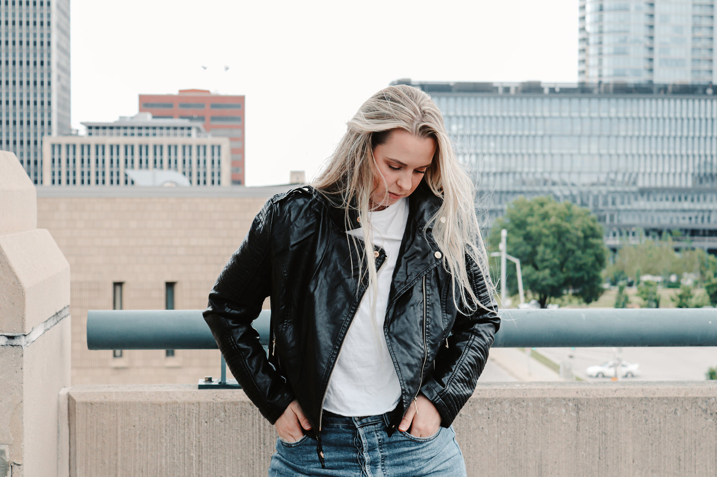 Astrid   Black ribbed biker jacket