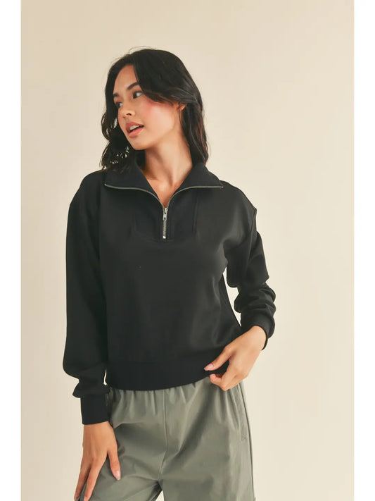 Black Soft Half Zip Pullover