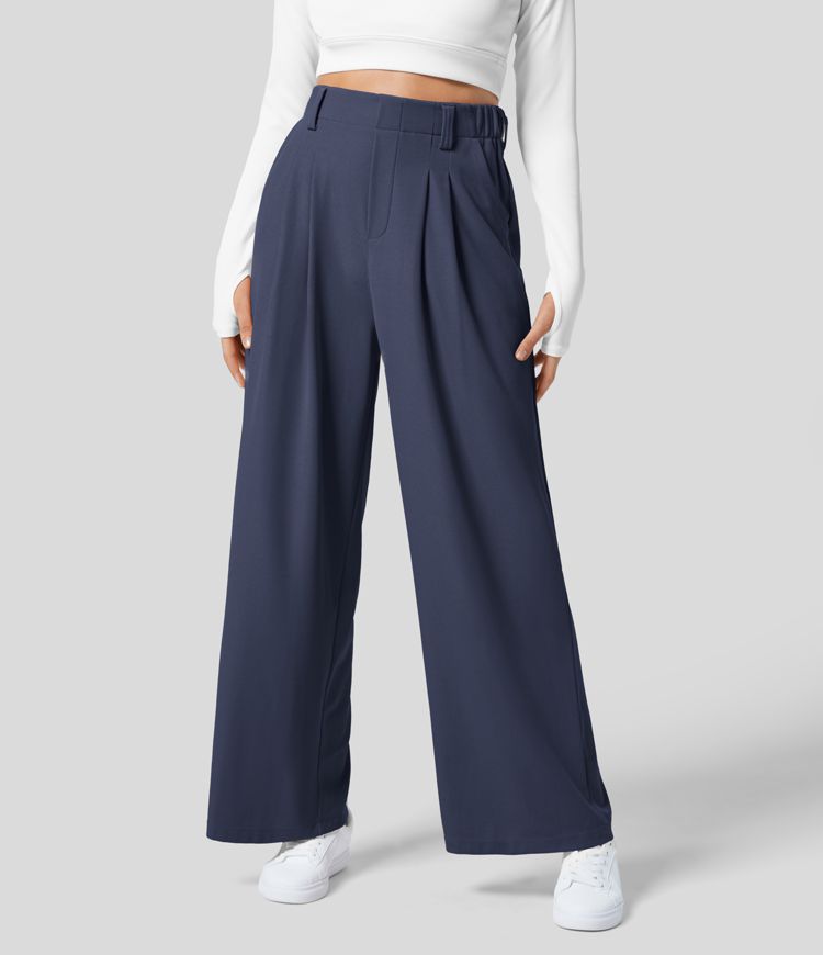 Halara waffle work pants -  Dark Blue