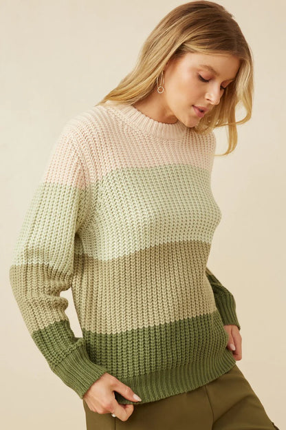 Green Color Block Sweater