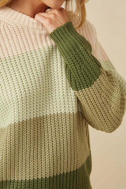 Green Color Block Sweater