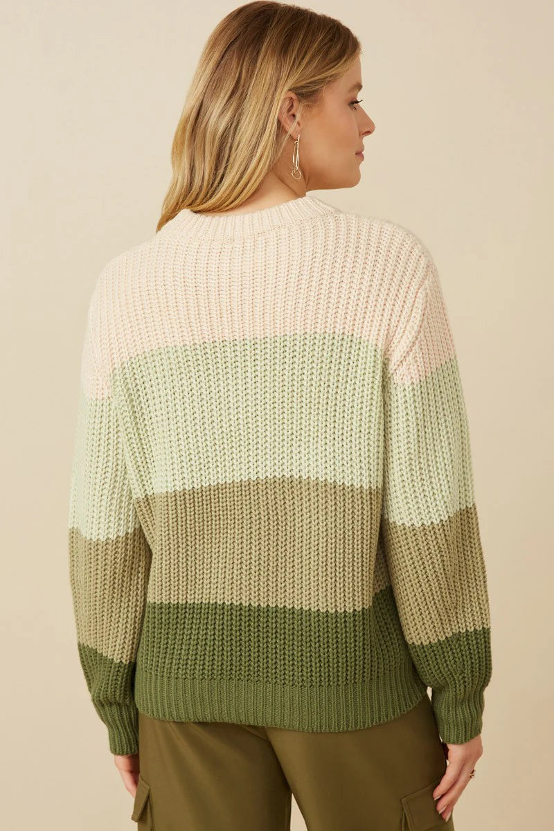 Green Color Block Sweater