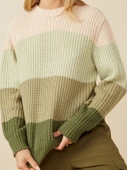 Green Color Block Sweater