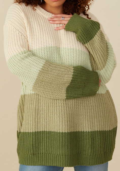 Green Color Block Sweater