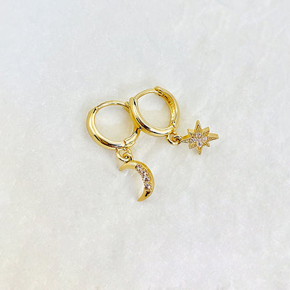 Darling moon and star hoops