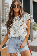 Load image into Gallery viewer, Floral Ruffled Flutter Sleeve Blouse
