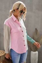Load image into Gallery viewer, Color Block Button Front Shirt with Pockets

