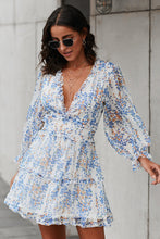 Load image into Gallery viewer, Floral Frill Trim Plunge Flounce Sleeve Dress - 4 colors
