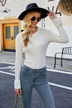 Load image into Gallery viewer, Flounce Sleeve Round Neck Rib-Knit Top
